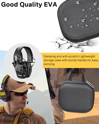 RAIACE Hard Travel Carrying Case for Walker's Razor Slim Passive Earmuffs Ultra Low Profile 27dB NRR. (Case Only!)-Black
