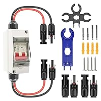 DC Trennschalter mit Leitungsschutzschalter für PV-Anlagen – 2-poliger Sicherungsautomat 32A/500V, 260mm Kabel, IP65 wasserdichtes Gehäuse – DC Schutzschalter für Solaranlagen