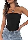 Arjungo Women's Vintage Strapless Open Back Bustier Zip Back Boned Going Out Bodyshaper Corset Crop Top