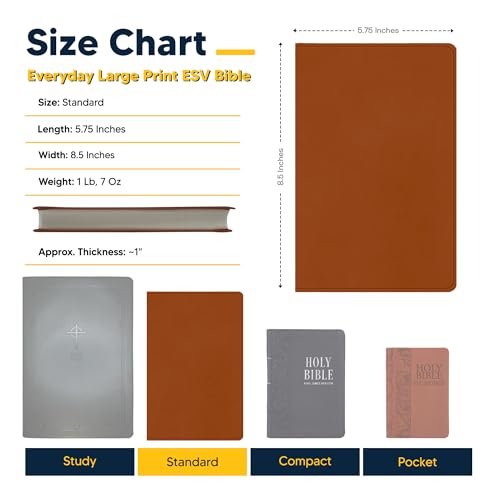 Image of Personalized ESV Large Print Bible for Adults, Name Engraved, Standard Size | Customize Your Dark Brown Faux Leather Bible Your Way, Presentation Page, Concordance, Lay-Flat, 2-Column & Thin Paper