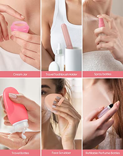 Morfone Travel Toiletry Bag With Leak Proof Bottles, Hanging Travel Makeup Organizer With Tsa Approved Cosmetic Bag Portable Travel Bags For Toiletries Accessories Container Shampoo Conditioner #TOP5