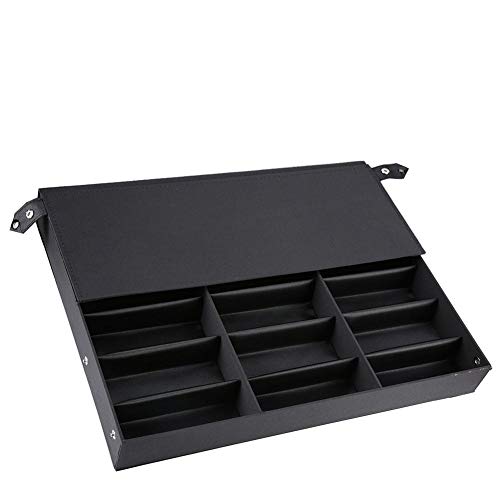 Preisvergleich Produktbild Deryang Brillen-Vitrine, Schwarze Faltbare Brillenvitrine, 18 Gitter für Sonnenbrillen Brillen