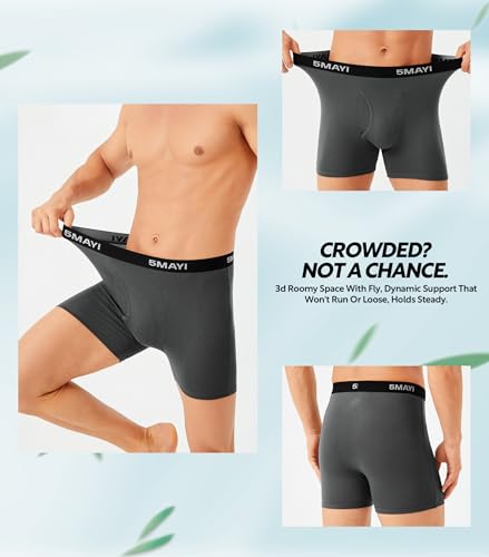 5Mayi Mens Underwear Boxer Briefs for Men Viscose Underwear Comfortable Midrise Undergarments with Open Fly3