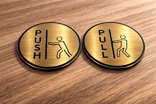 Image of PUSH PULL Room Sign 6 INCH * 6 INCH Self-Adhesive Sign for Business Office Corporate Hotel, Company, Factory, Club, Commercial, Malls.