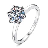 SPARKLYGIFTS Personalised Gifts Sterling Silver Moissanite Promise Ring With Customised Message, 2Ct Solitaire, S925 Ring Moissanite Diamond Open Ring Rings, Promise Wedding Rings for Women