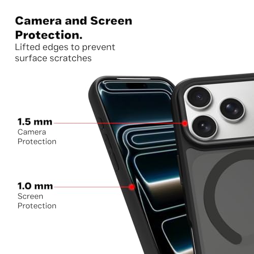 Image of RIGGEAR Shockproof Sleek Hybrid Armor Magnetic Back Cover Case Compatible with MagSafe Accessories for iPhone 17 Pro Max (Smoke Black Matte PC + Black TPU-Bumper)