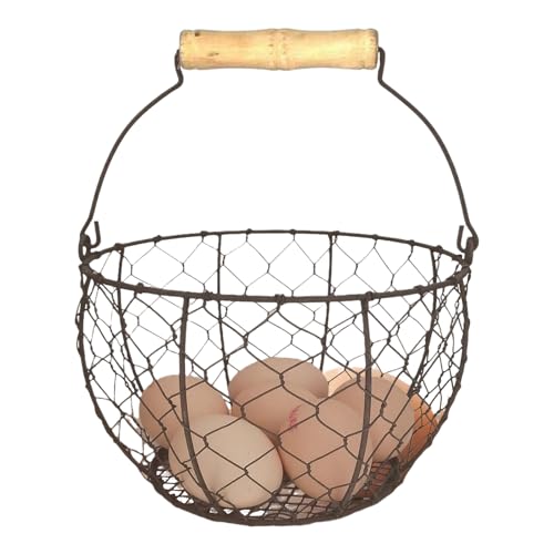 Cesto di uova di gallina - Organizzatore in metallo, supporto per la fattoria, cassa di raccolta di uova vintage, rastrelliere rustico | Contenitore in metallo decorativo per l'organizzazione dispensa