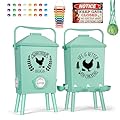 Tgeyd Automatic Chicken Feeder and Waterer Set(4.2Gal/21Lb) with Stand Legs, Anti-Perching Roof, Gravity-Fed System for Poultry,Chicken Coop Accessories