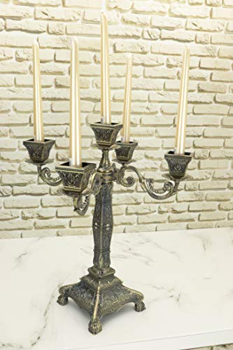 Rosyline Metal Candelabra 17" Height, Candle Holder With 5 Arms,Antique Bronze Furnish Candle Holder, Centerpiece For Home Decro,Wedding Event, Party,1 Pack (Bronze) #TOP3