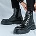 Mens Leather Side Zip Dress Combat Boots Fashion Crocodile Pattern Platform Lug-Sole Round Toe Business Oxford Boots For Casual Work (Black,9)