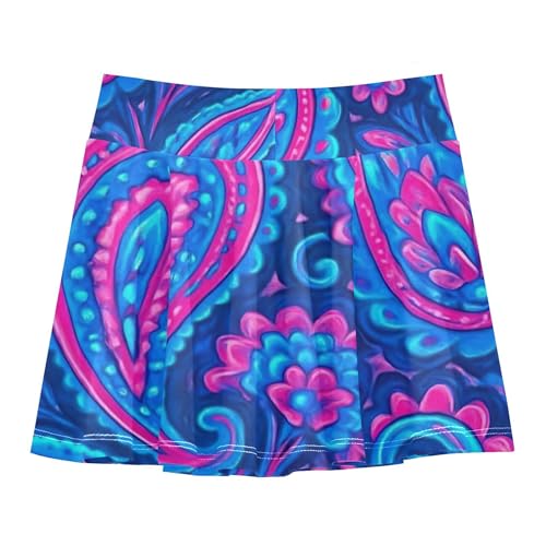 Joisal Purple Blue Paisley Girls Skorts Athletic Shorts Toddlers Tennis Skirts Uniform Flowy Skirt 3t2