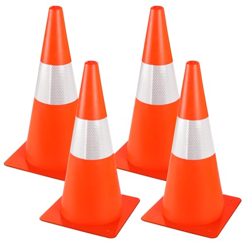 Warnkegel,4 Stück Verkehrshütchen Markierungshütchen,stapelbar Warnleitkegel Leitkegeln,Verkehrskegel,Straße Sicherheit Markierungshütchen für Outdoor Aktivitäten und Festliche Veranstaltungen