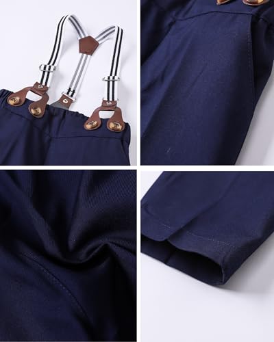 Image of SANGTREE Baby Suits for Boys Gentleman Wedding Outfits Long Sleeve Dress Shirt Suspender Pants Bowtie Boy Clothes Set, 1-6T