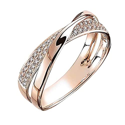 [Rockyu] ブランド レディース リング 上品 シルバー 指輪 13 ジルコニア X (ピンクゴールド, 14)