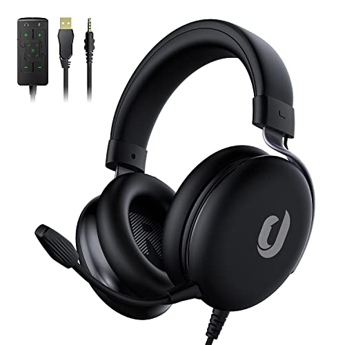 SENZER Auriculares para juegos con micrófono, sonido envolvente 7.1, cojín de espuma viscoelástica ligero y ultra suave, micrófono desmontable con cancelación de ruido, para PC PS4, PS5, Xbox One, Xbox Series X|S, Switch Mobile