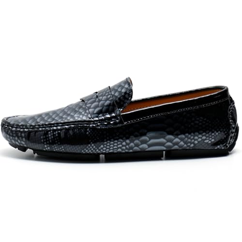 Men's Slip-On Flats Driving Loafers with Snake Print Outdoor Leather Shoes2