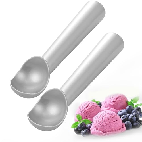 Ice Cream Scoop 2PCS, 7" One Piece Aluminum Scooper Spoon Heavy Duty Durable, Easy to Clean, for Gelato, Cookie Dough, Sorbet, Almond