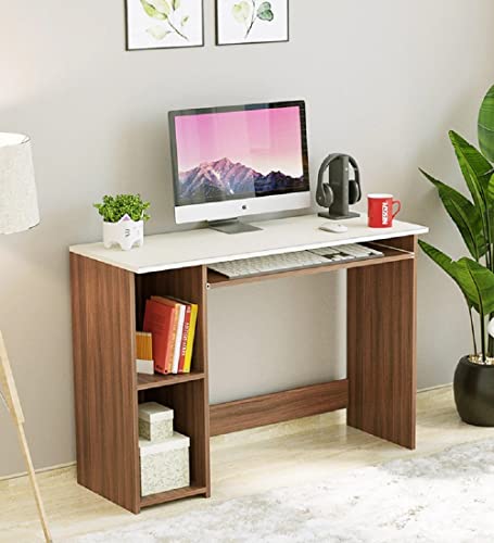 Image of MAMTA DECORATION Engineered Wood Writing Study Table with Storage Wooden Computer Tables Office Desk for Home (White Finish)
