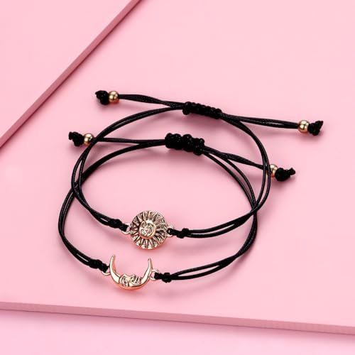 Best Friends Matching Sun Moon Bracelet Adjustable Friendship Cord BFF B by Qermolas - Used condition - Image 6