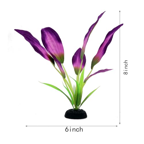 Image of Silk Aquarium Plants for Betta Fish Tank, 2 Pcs 8 Inch Small Silk Aquarium Plant Aquatic Water Grass Decoration, Purple