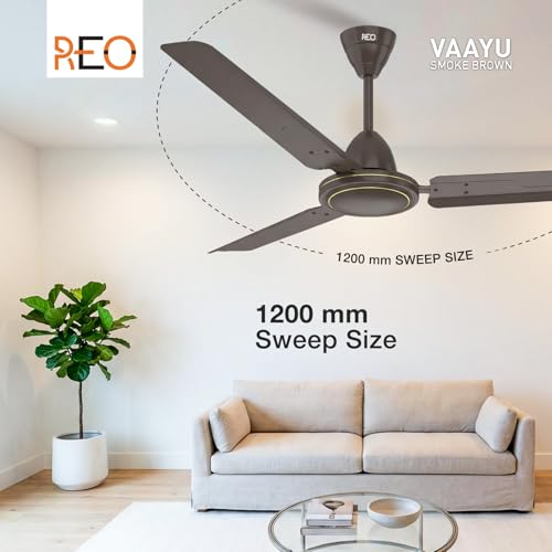 Image of Havells REO Vaayu 1200mm ES Ceiling Fan | High Speed, High Air Delivery | Strong & Powerful, Air Delivery: 220CMM| RPM: 370| 2 Year Warranty | (Pack of 1, Smoke Brown)