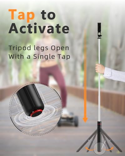 KINGJOY 67" Camera Tripod & Phone Selfie Stick, Lightweight Portable Travel Tripod Stand with Wireless Remote, Auto Pop Open Tripod,Compatible with Phone/iPhone/Camera for Photography & Vlogging - Image 3