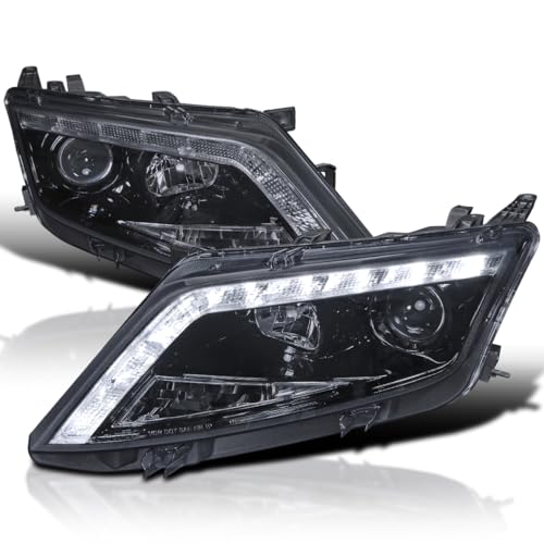 Spec-D Tuning Smoke Lens LED Glossy Black Housing Projector Headlights Head Lamps Compatible with 2010-2012 Ford Fusion Left + Right Pair Headlamps Assembly