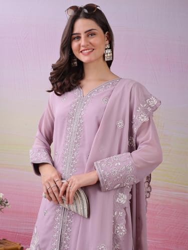 Image of Women's Embroidered Kurta Palazzo Set with Dupatta,Ethnic Suit, for Festive