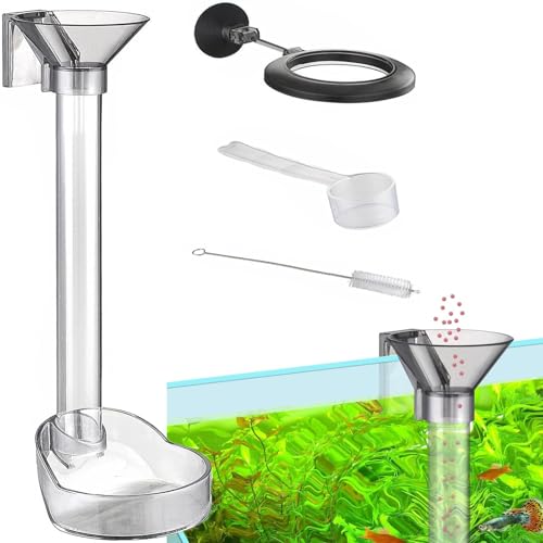 SensaBliss 魚給餌器チューブセット 給餌チューブ 1本 メダカ 餌 エビ餌 透明 給餌受け皿 魚エビ給餌チューブ給餌リングエサ 拡散防止 水質汚染を防ぐために 餌入れ水槽用品 稚魚 飼育用 フィーダーカップ水槽ブラシ付き