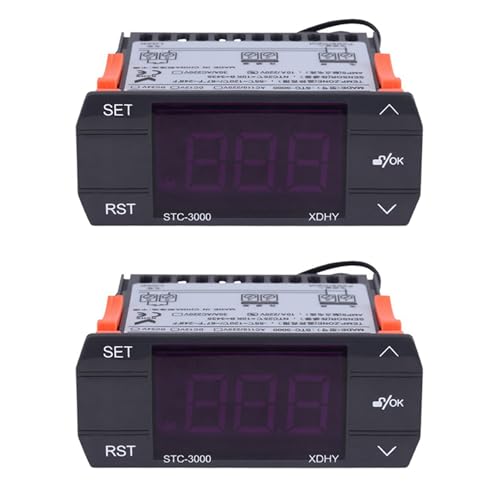 GREOHNMPAW 2X Termostato Controlador de Temperatura Digital STC-3000 con Sensor 110-220V 30A
