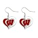 Wisconsin Badgers Swirl Heart Dangle Logo Earring Set Charm Gift NCAA
