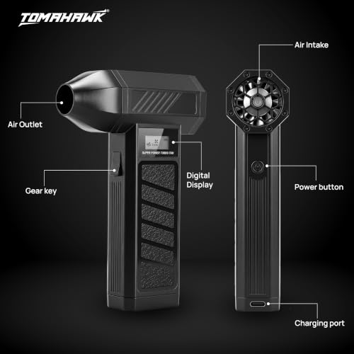 Image of TOMAHAWK JET-5000 Turbo Mini Jet Blower Fan |13,000 RPM, Brushless Motor | 184W Type-C Charging | Air Blower & Dust Cleaner for Car, PC, Home, Office & Workshop Dust Cleaning