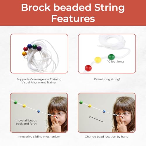 Image of 10 Foot Brock Strings with 5 Beads Vision Convergence Training Tool Therapy Device - Eye Exercises, Train Vision, Improve Strength, Athletic Performance