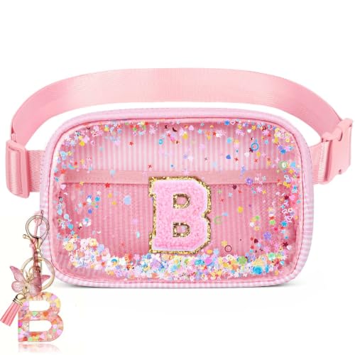 Image of Initial Fanny Pack for Girls - Belt Bag for Teens Kid Teen Girl Kid Birthday Gift Pink B