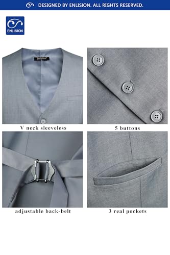 Image of Enlision Men's Suit Vest Business Formal Dress Waistcoat Solid Color Vest for Suit or Tuxedo