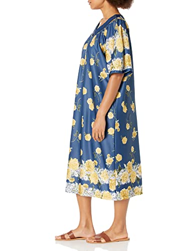 Image of AmeriMark Casual Women's Patio Muumuu House Dress Loose Comfortable Short Sleeve Sun Dress Lounger Gown Sleepwear for Ladies
