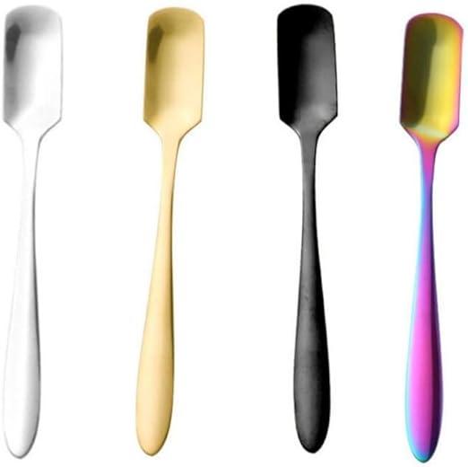 4 Pcs Stainless Steel Coffee Spoon, Square Head Long Handle Stirring Spoon Ice Cream Dessert Spoon Iced Tea Spoon, Ideal for Party, Cafe or Bar