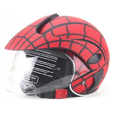 3-8 year old Spider-Man Kids helmets Boys' and girls', Child Lightweight Helmet MTB Bike Bicycle Skateboard Scooter Hoverboard Riding Lightweight Adjustable Breathable 48-52Cm (Matte red) Cover