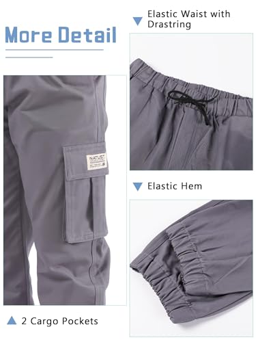 Image of NATUST Boys Cargo Joggers Drawstring Jogging Pants Kids Elastic Waist Trousers 5-14 Years