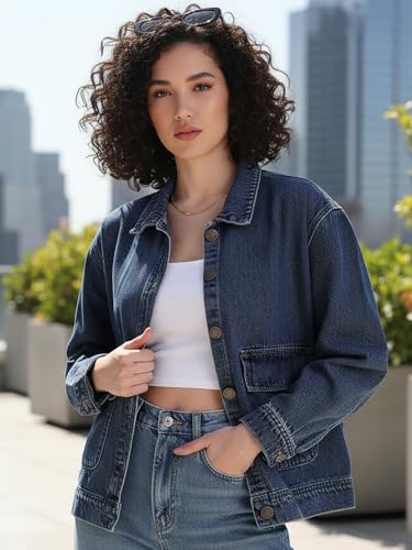 Image of Urbano Fashion Women's Relaxed Fit Full Sleeve Utility Denim Jacket