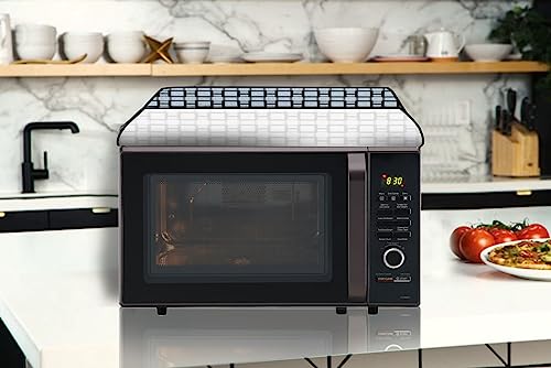 Image of The Furnishing Tree PVC Waterproof Microwave Oven Cover Compatible for Whirlpool 30 L Convection Magicook Elite Lattice Pattern Grey