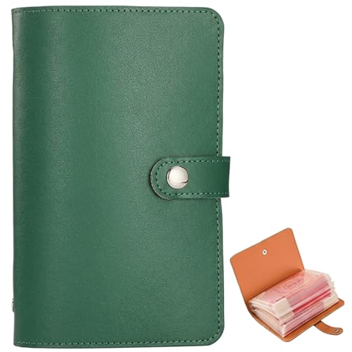 Green Money Saving Wallet with 100 Envelopes Book Shaped Cash Budget Wallet Savings Challenge Book for Couples and Individuals Track Daily Expenses and Achieve Financial Goals