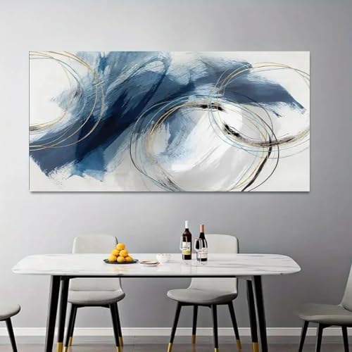 Affiche sur toile d'art moderne abstrait coloré avec cadre intérieur 80x160 cm