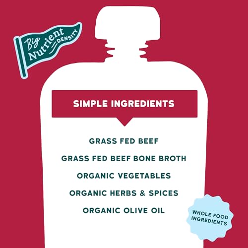 Image of Serenity Kids Beef Bone Broth Baby Puree, No Added Sugar, 3.5 Oz, 6 Pack | Savory Meat Pouch, Grass Fed Beef, Organic Veggies, GMO-Free, For Babies & Toddlers, Baby Food Pouches, Toddler Food
