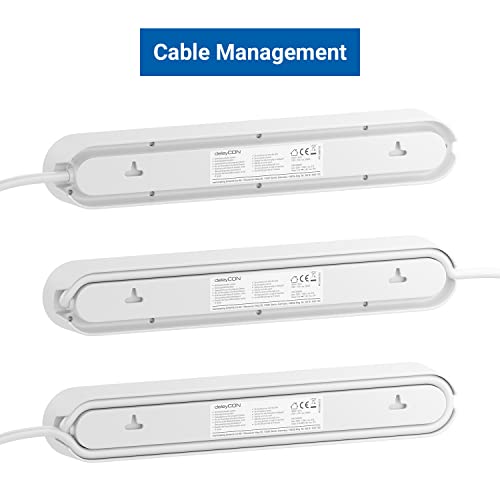deleyCON 3,0m 4 Fach Steckdosenleiste mit USB Stromleiste 4X Schutzkontaktbuchsen 2X USB-A Ladebuchse für z.B. Handy & Tablet Überspannungsschutz EIN/AUS Schalter Weiß - Image 5