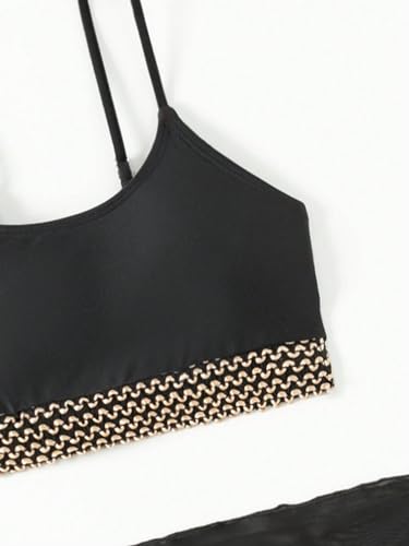 SHENHE Girl's 3 Piece Bathing Suit Scoop Neck Spaghetti Strap Bikini Set with Wrap Skirt3