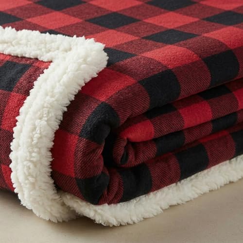 Image of Eddie Bauer - Sherpa Throw Blanket for Couch 50x60 - Ultra Soft Reversible Fleece & Plush Sherpa Blanket, Warm Cozy Plaid Throw Blanket for Sofa, Bed, Living Room, Cabin Decor