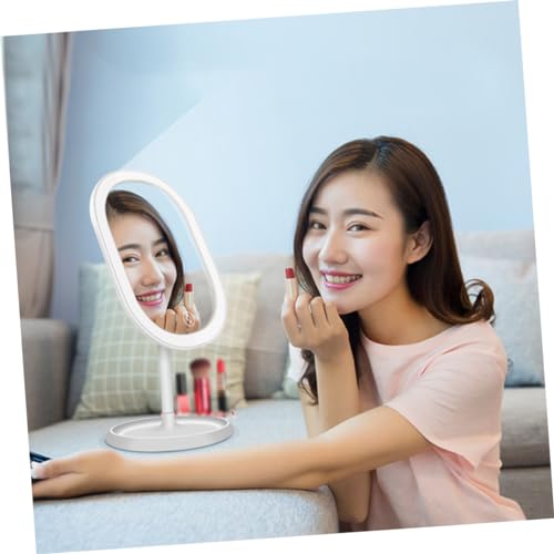 Espejo de maquillaje LED ajustable con base para escritorio miniatura 7