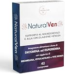 NaturalVen - Diosmina Esperidina Alto Dosaggio 500 mg con Bromelina 2500 GDU/g, Ippocastano, Vite Rossa - integratore Vene Varicose, Microcircolo, Circolazione - 40 Compresse Made in Italy