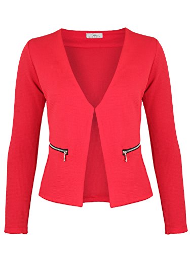 DANAEST Damen Blazer mit Taschen (382), Farbe:Rot, Kostüme & Blazer für...